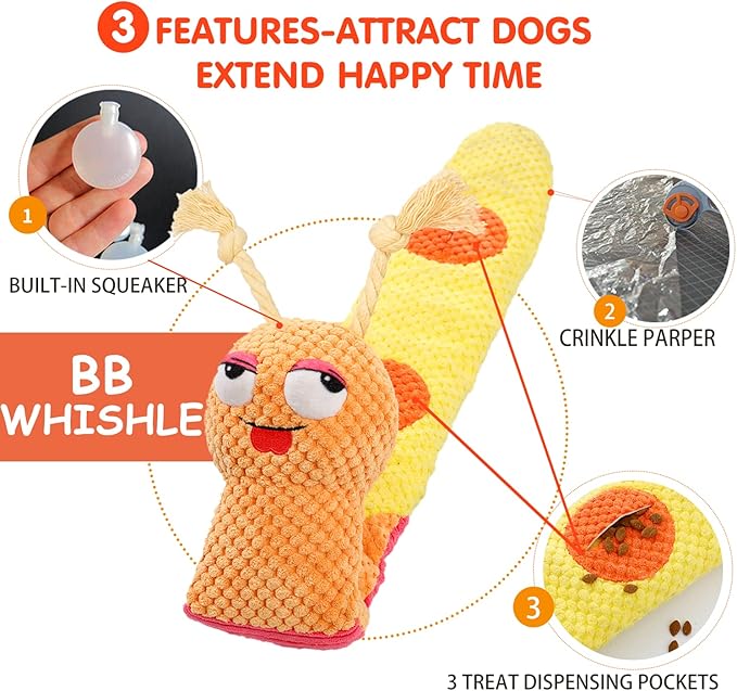 Dog Enrichment Toys - Dog Puzzles Squeaky Treat Dispensing Crinkle Plush Snuffle Toys - Dog Treat Toy for Small Medium Large Dogs Tough Funny Soft Puppy Toy, Snail - PAWPICO