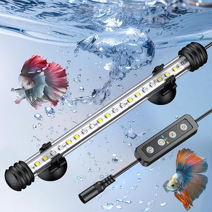 Pawfly 3 W Aquarium LED Light 7.5 Inch Underwater Fish Tank Light with Full Spectrum IP68 Waterproof White Blue Red Lights with Daytime & Night Mode Timer Auto On/Off and Adjustable Brightness Pawfly