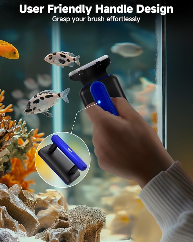 AQQA Magnetic Aquarium Fish Tank Glass Cleaner, Dual-Blades Algae Scraper Glass Cleaner Scrubber, Double Side Floating Aquarium Magnetic Brush for 0.2-0.4 Inch Thick Glass Aquariums Tank (M) AQQA