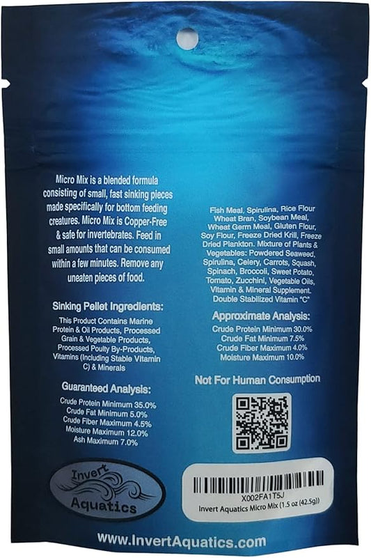 Micro Mix - Sinking Blended Diet for Snails, Shrimp & Bottom Feeding Fish (1.5 oz (42.5g)) InvertAquatics