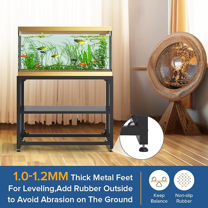 Fish Tank Stand 40 Gallon, Metal Aquarium Stand 36.5" L x 18.5" W*29.5”H, Double-Layer Storage Design, Suitable for Home and Office Use, 660LBS Capacity, Black (Tank not Included) TOCRETOARE