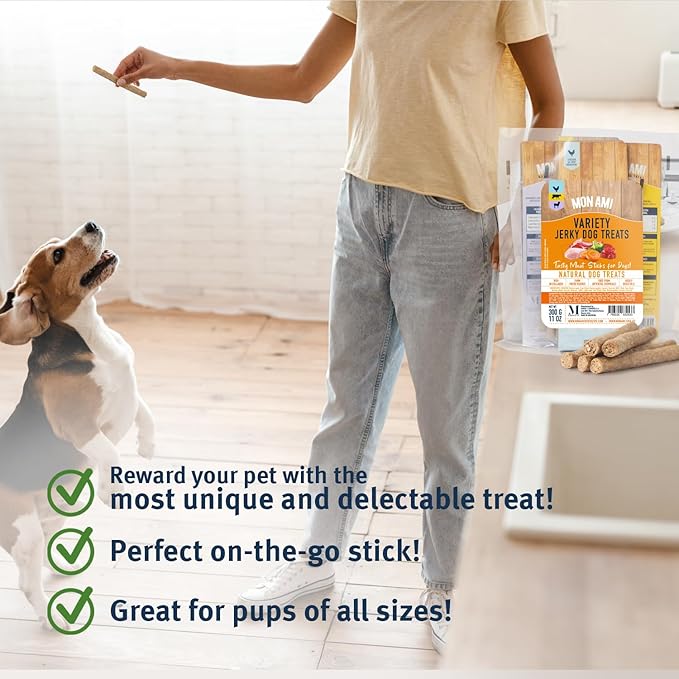 Mon Ami Variety Dog Treats Meat Sticks for Dogs with Farm Fresh Vegetables – Human Grade Dog Treats with Superfoods - Training Treats for Dogs - Healthy Dog Treats for Small, Medium and Large Dogs - PAWPICO