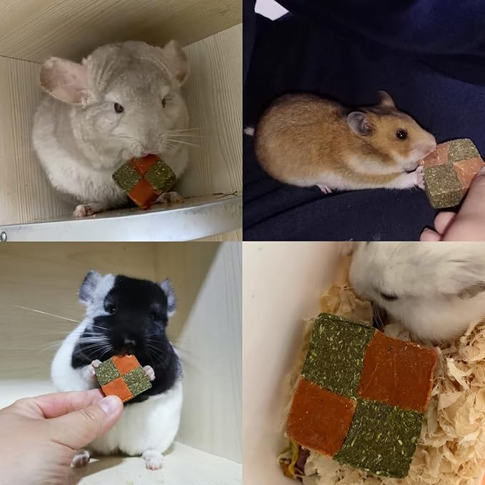 Fhiny 12 PCS Rabbit Carrots Chew Toys, Natural Timothy Hay Biscuit Cubes Rabbit Carrot Molar Treats Small Pet Snacks for Bunny Hamster Chinchilla Guinea Pig or Other Small Animals Fhiny