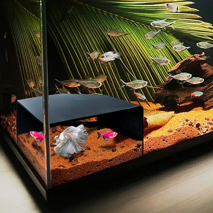 Aquarium Corner Cave Hide Axolotl Cichlid Cave Fish Tank Accessories, Corner Fish Aquarium Cave Hide with Viewing Window, Terrarium/Aquarium Underground Natural Cave CPLIKE