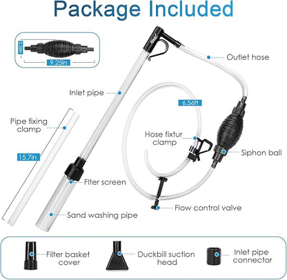 hygger Gravel Vacuum for Aquarium, Aquarium Siphon Vacuum Cleaner for Fish Tank Gravel and Sand Cleaning, Remove Dirt, Water Change, Aquarium Gravel Cleaner with Adjustable Water Flow (M) hygger