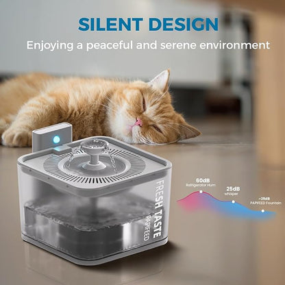 Cat Drinking Fountain 106 oz/3 Liter Large Capacity, Silent Leak-Proof Pet Drinking Fountain, with Motion Sensor Dual Power Supply - PAWPICO