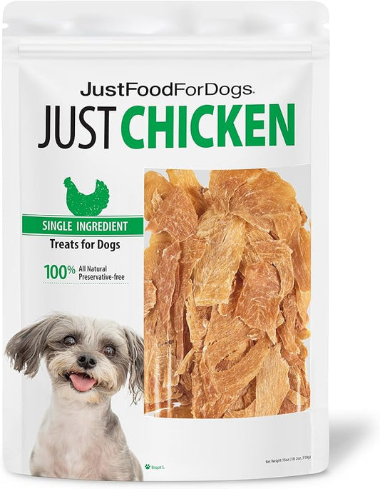 JustFoodForDogs Snack for Dogs, Single-Ingredient Chicken Healthy Dog Treats, 18 oz - PAWPICO