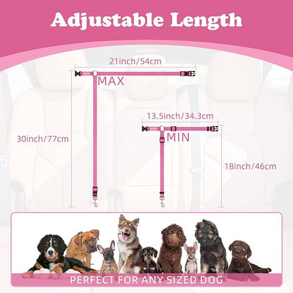 BWOGUE 2 Packs Dog Cat Safety Seat Belt Strap Car Headrest Restraint Adjustable Nylon Fabric Dog Restraints Vehicle Seatbelts Harness BWOGUEPetHome