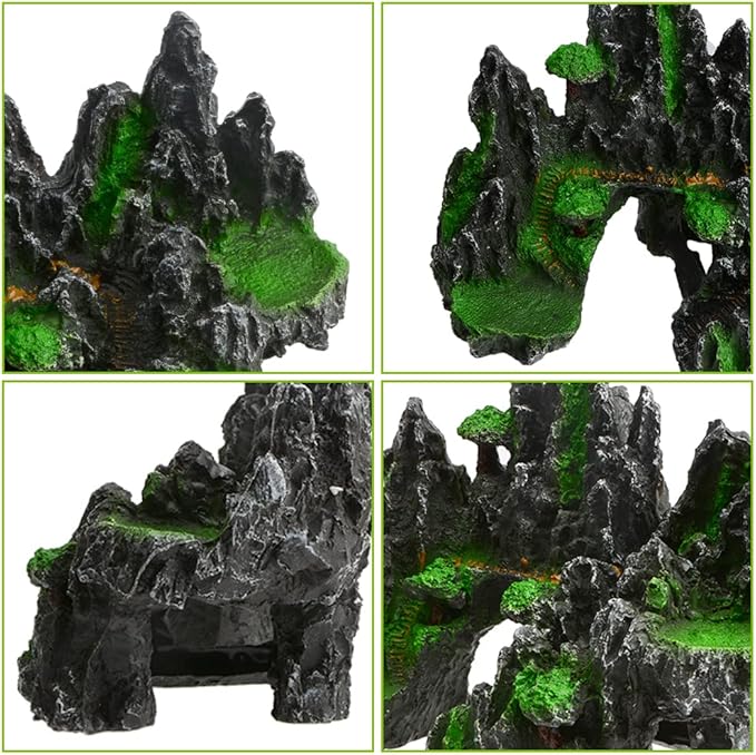 Saim Large Aquarium Mountain View Stone Ornament,Rock Cave Landscape Decorations Artificial Big Mountain Hill View Stone for Aquarium and Reptiles Decorations Mini Garden Decorating Saim