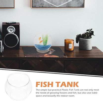 POPETPOP Plastic Fish Bowls Round Aquarium Clear Fish Keeper Fishbowl Vase Pot for Wedding Party Event Christmas Holiday Home Decor 18cm POPETPOP