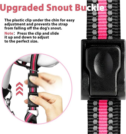 BARKLESS Soft Dog Head Collar, Padded No Pull Head Halter, Training Nose Leash with Safety Link for Medium Large Dogs, Adjustable Muzzle Leash, Easy Control for Walking Barkless