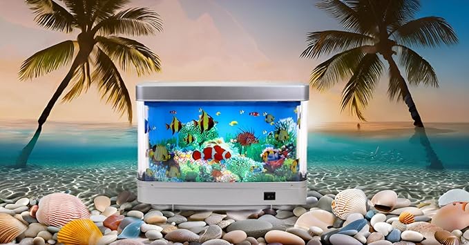 Lightahead Artificial Aquarium: Fascinating Moving Pictures of Fish in Tank Decorative Sensory Aquarium Lamp Virtual Ocean in Motion (Marine Life A) Lightahead%C2%AE