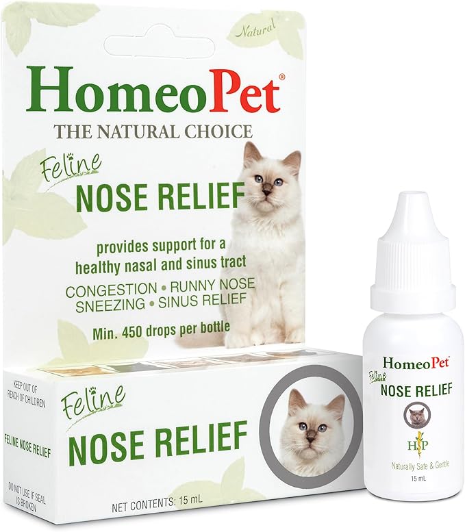 HomeoPet Feline Nose Relief, Natural Nasal and Sinus Medicine for Cats, Pet Medicine, 15 Milliliters HomeoPet