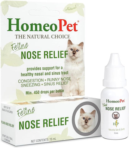 HomeoPet Feline Nose Relief, Natural Nasal and Sinus Medicine for Cats, Pet Medicine, 15 Milliliters HomeoPet