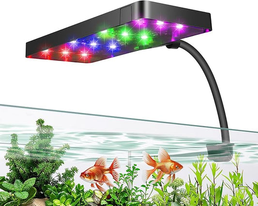 Smart 9W Aquarium LED Light, Nano Clip lamp for Aquarium Plant Growth,RGB Full Spectrum Aquarium Light,APP Control Adjustable Terrarium Light, JEREPET