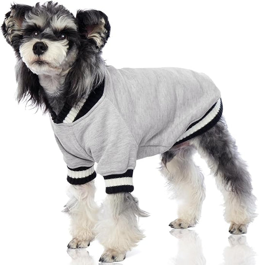FUAMEY Dog Pullover Sweatshirt，Dog Winter Sweaters Warm Dog Clothes Dog Vest Thick Puppy Pullover Soft Pet Fleece Sweater Cute Doggie Boy Girl Outfit for Small Medium Dogs Grey S - PAWPICO
