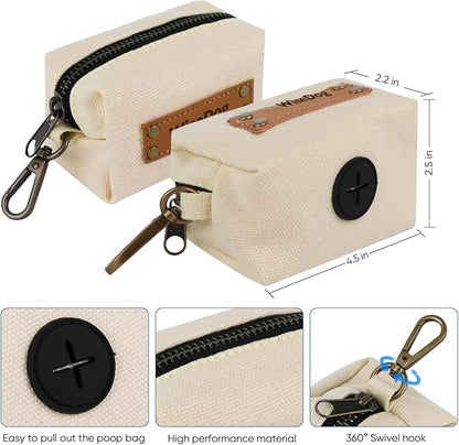 Wisedog Dog Collar and Leash Set Combo: Adjustable Durable Pet Collars with Dog Leashes for Small Medium Large Dogs,includes One Bonus of Poop Bag Holder (M, Sand Color) WisedogPetSupplies