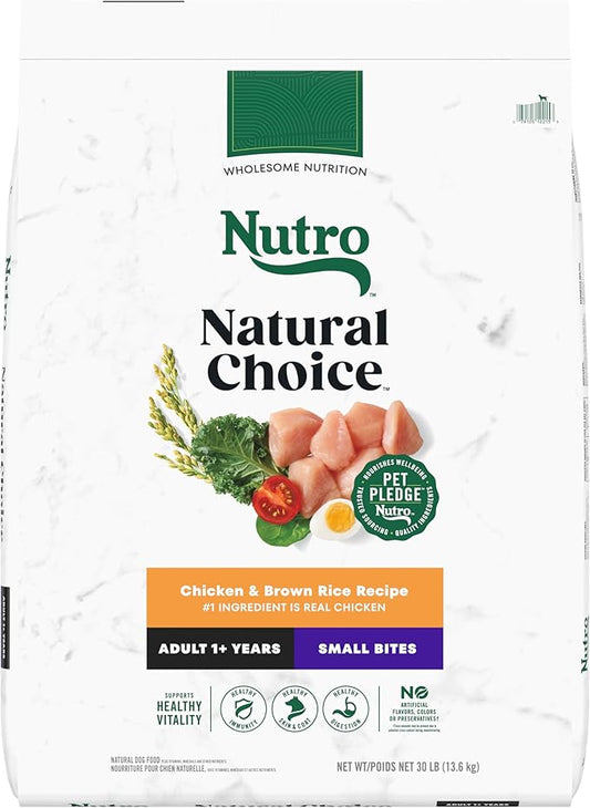 Nutro Natural Choice Small Bites Adult Dry Dog Food, Chicken and Brown Rice Recipe, 30 lbs. - PAWPICO