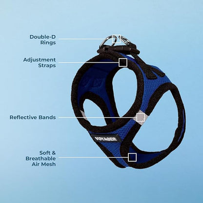 Voyager Step-in Air Dog Harness - All Weather Mesh, Reflective, No Pull Harness for Small, Medium Dogs, Cats - Secure with Hook & Loop Fastener, Buckle, Double D-Rings - Royal Blue/Black Trim, M BestPetSuppliesLLC