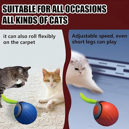 Speedy Tail 2.0,Speedy Tail Cat Toy,2025 New Generation Interactive Cat Toy,Smart Interactive Cat Toy Ball,Two Speed Adjustment，Automatic Moving Cat Toy Ball with Tail (Mix (Blue) - PAWPICO