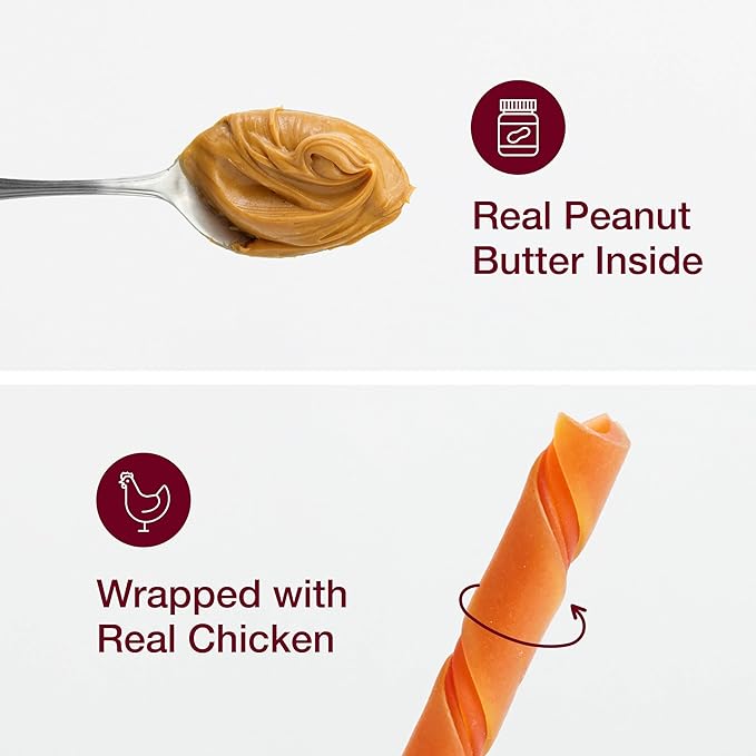 SmartBones Smart Twist Sticks With Peanut Butter 50 Count, Rawhide-Free Chews For Dogs, SBTT-02943, 50-count - PAWPICO