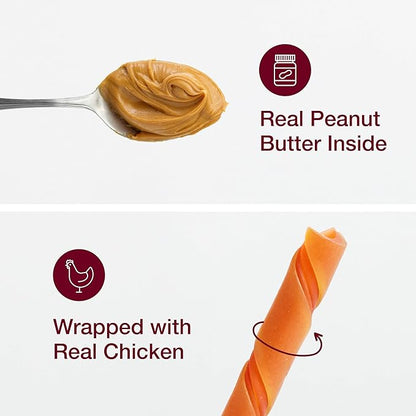 SmartBones Smart Twist Sticks With Peanut Butter 50 Count, Rawhide-Free Chews For Dogs, SBTT-02943, 50-count - PAWPICO