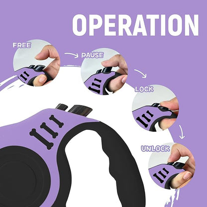 Retractable Dog Leash Automatic Telescopic Tractor Dog Tape, Pet Tape 10/16 FT Durable and Convenient, with Non-Slip Handle, Suitable for Small and Medium-Sized Dogs - PAWPICO