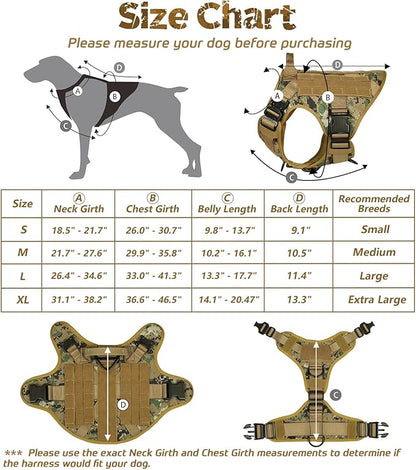 rabbitgoo Tactical Dog Harness Medium Sized, Heavy Duty Pet Harness with Handle, No-Pull Service Vest Medium Breed, Adjustable Military Dog Vest for Training Hunting Walking, Brown Camo, M rabbitgoo