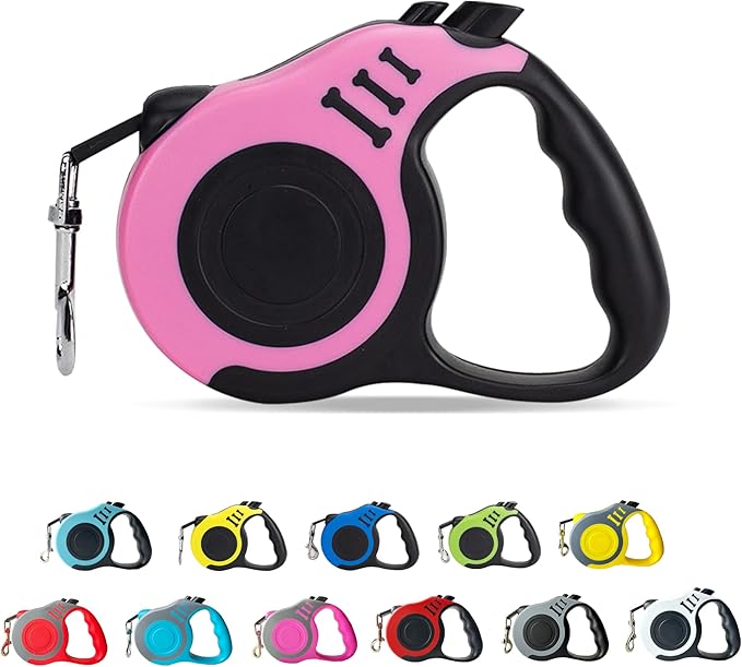 Retractable Dog Leash Automatic Telescopic Tractor Dog Tape, Pet Tape 10/16 FT Durable and Convenient, with Non-Slip Handle, Suitable for Small and Medium-Sized Dogs Pink LIEVUIKEN