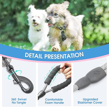 BAAPET 2/4/5/6 FT Dog Leash with Comfortable Padded Handle and Highly Reflective Threads for Small Medium and Large Dogs (5FT-1/3'', Grey) - PAWPICO