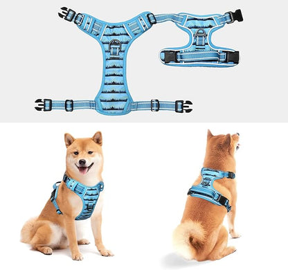 Timos Dog Harness for Lage Dogs No Pull,Front Clip Dog Walking Harness with Reflective Adjustable Soft Padded Vest and Easy Control Handle,No-Choke Pet Harness with 2 Metal Rings,Morning,L Timos