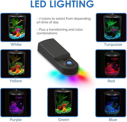 Koller Products AquaView 2-Gallon Aquarium Starter Kit with 7 Colors LED Light and Power Filter, Ideal for a Variety of Tropical Fish DISCOVERTHEEXCITINGWORLDOFKEEPINGTROPICALFISH