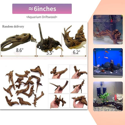 5 Pcs Driftwood Branches Aquarium Wood Decoration Natural Fish Tank Habitat Decor Wood for Lizard Assorted Size-Small Hamiledyi