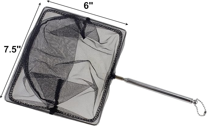 AQUANEAT Fish Net Aquarium,Fish Tank Net,Aquarium Net with Extendable Long Handle (8 Inch) Aquaneat