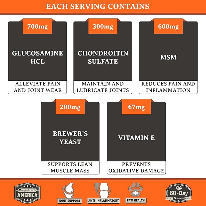 Free Range Joint Health Enhancer Supplement Powder for Dogs by Alpha Dog Nutrition - Premium Dog Arthritis Vitamins to Care for Joints - Contains Glucosamine, Chondroitin, MSM, Vitamin E, & More AlphaDogNutrition