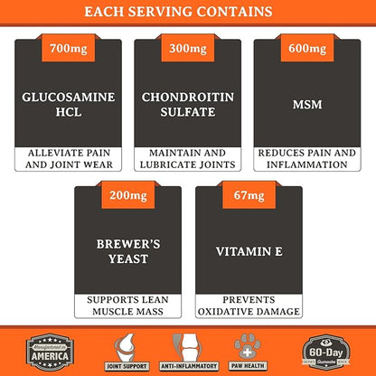 Free Range Joint Health Enhancer Supplement Powder for Dogs by Alpha Dog Nutrition - Premium Dog Arthritis Vitamins to Care for Joints - Contains Glucosamine, Chondroitin, MSM, Vitamin E, & More AlphaDogNutrition