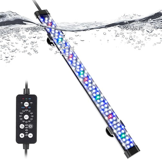 hygger Submersible LED Aquarium Light, 17W 19 in 24/7 Mode Fish Tank Light with 5 Rows Beads, withTimer 9 Colors and Adjustable Brightness, Full Spectrum IP68 Waterproof Light for Fish Tank 20-35 inch hygger