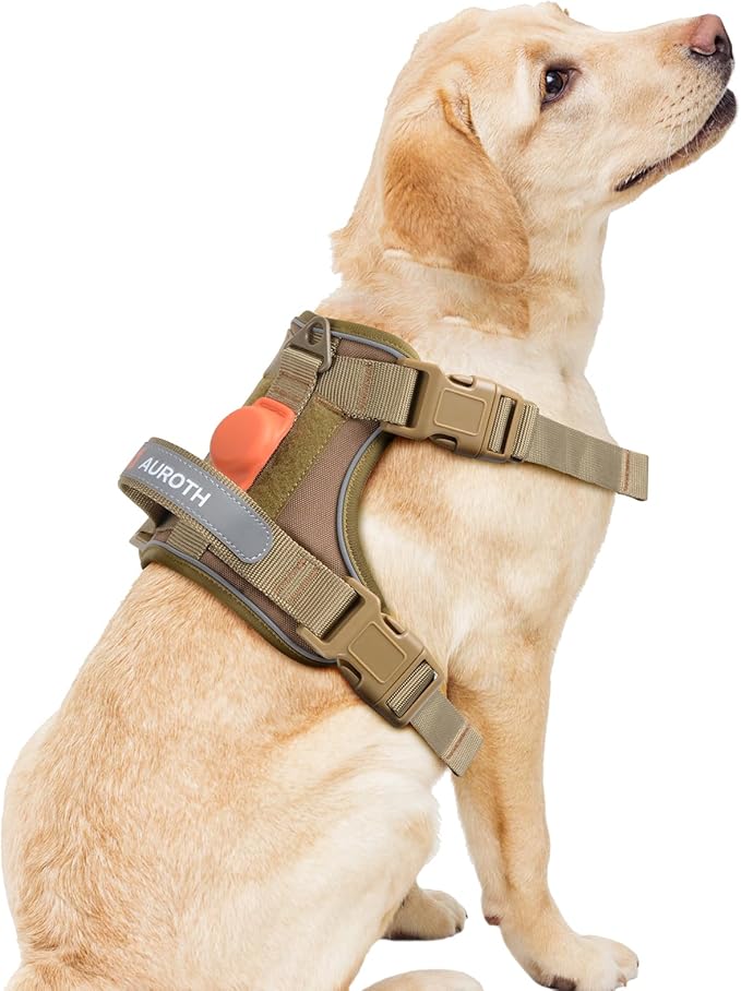AUROTH Dog Harness for Large Dogs, Dog Vest Harness Large Size Dog, Large Dog Harness, No Pull Dog Harness for Large Dogs with Handle, Army Yellow L AurothPets