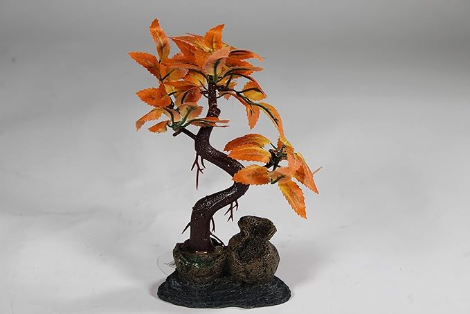 Penn-PLAX Deco-Replicas Bonsai Tree Aquarium Decoration – Orange – Safe for Freshwater and Saltwater Fish Tanks – 8” Height Penn-Plax