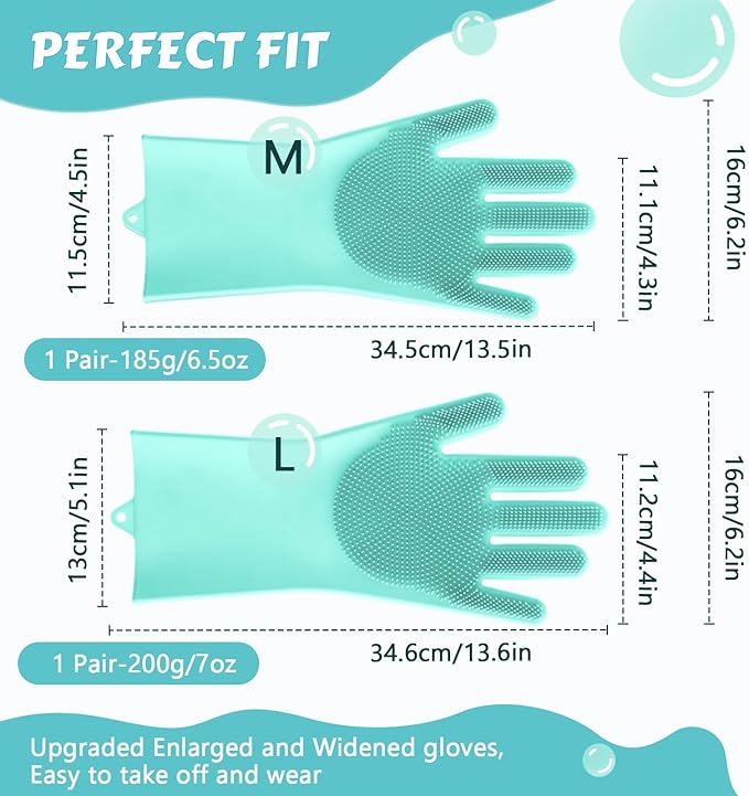 Pecute Heat Resistant Pet Grooming Gloves, Green, with High-Density Teeth, Silicone Bathing and Massaging Gloves for Dogs and Cats - PAWPICO