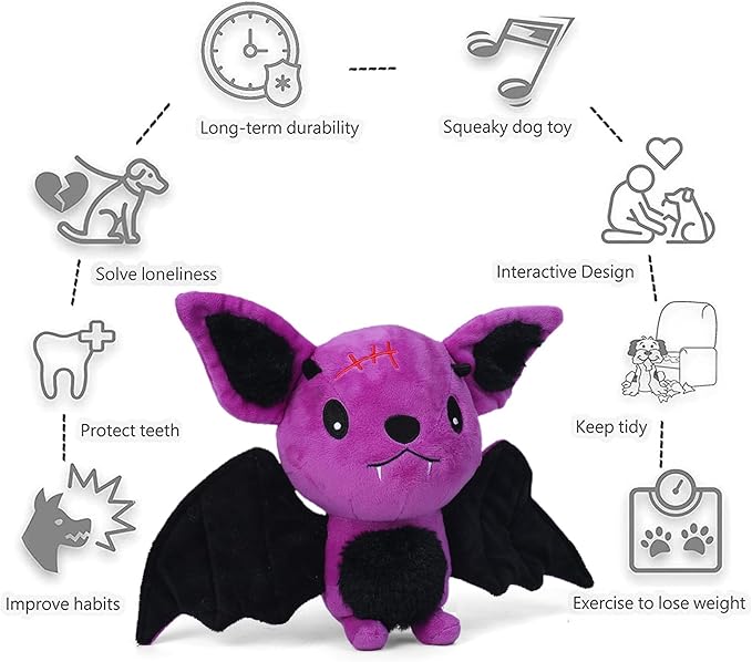 Blnboimrun Dog Toys Puppy Toys Interactive Dog Toys for Small Medium Large Dogs, Squeaky Dog Chew Toys to Keep Them Busy, Plush Dog Toy with Crinkle Paper Stuffed Bat - PAWPICO