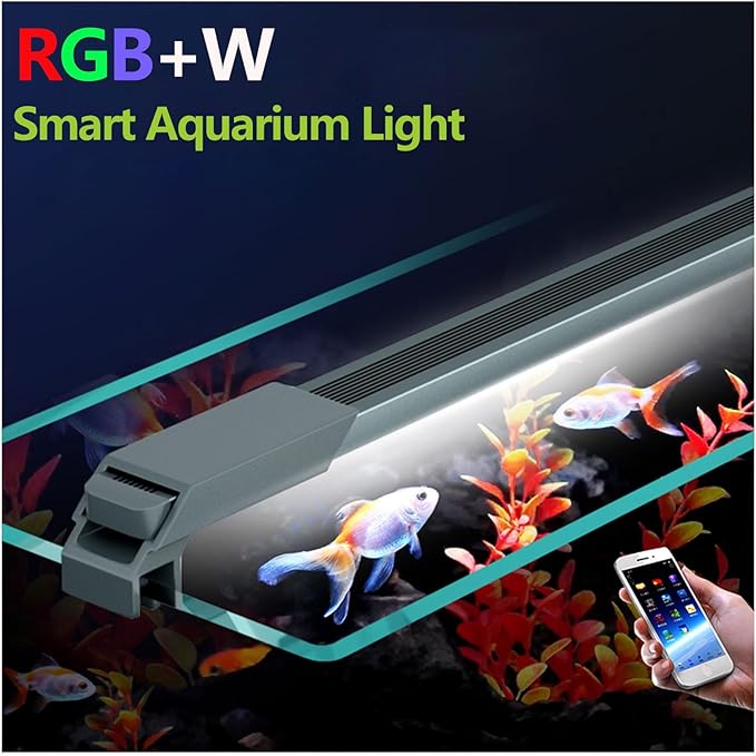 Smart Aquarium Light with App Timer, Dynamic Lighting Landscape for 23-27 Inch Fish Tank, 7/24 Auto Power On/Off, RGBW Full Spectrum Aquarium Lighting Jenklight