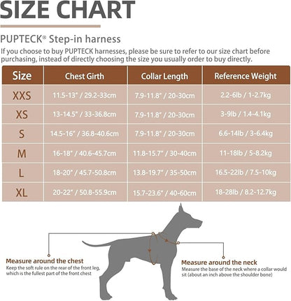PUPTECK Adjustable Dog Harness Collar and Leash Set Step in No Pull Pet Harness for Small Medium Dogs Puppy and Cats Outdoor Walking Running, Soft Mesh Padded Reflective Vest Harnesses PUPTECK