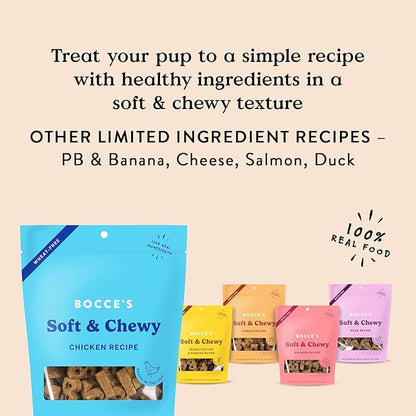 Bocce's Bakery Oven Baked Chicken Recipe Treats for Dogs, Wheat-Free Everyday Dog Treats, Made with Real Ingredients, Baked in The USA, All-Natural Soft & Chewy Cookies, Chicken, 6 oz - PAWPICO