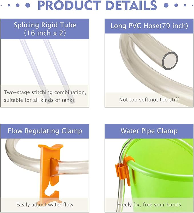 hygger Aquarium Gravel Cleaner, New Quick Water Changer with Air-Pressing Button Fish Tank Sand Cleaner Kit Aquarium Siphon Vacuum Cleaner with Water Hose Controller Clamp hygger