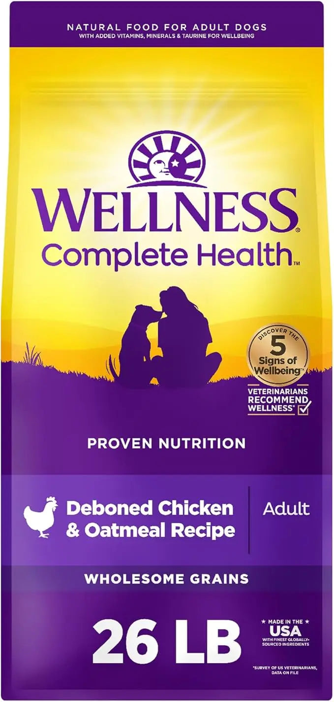 Wellness Complete Health Adult Dry Dog Food, Deboned Chicken & Oatmeal Recipe, 26 Pound Bag - PAWPICO