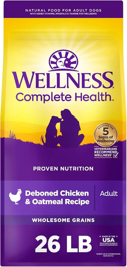 Wellness Complete Health Adult Dry Dog Food, Deboned Chicken & Oatmeal Recipe, 26 Pound Bag - PAWPICO