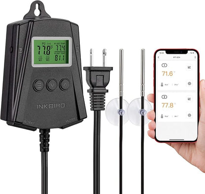 Inkbird WiFi Heat Mat Reptile Thermostat Controller Temperature Controller with 2 Probes and 2 Outlets, IPT-2CH Reptiles Heat Mat Thermostat (Max 250W per Outlet) Inkbird