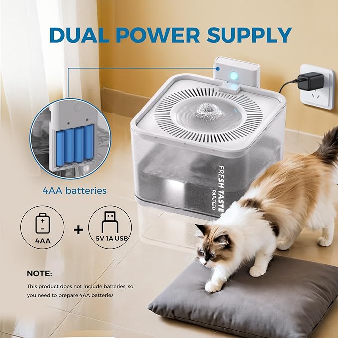 Silent Leak Proof Cat Drinking Fountain 3 Liter Large Capacity, Semi-Transparent Visible Water Tank with Motion Sensor Function, Detachable Cat Fountain. - PAWPICO
