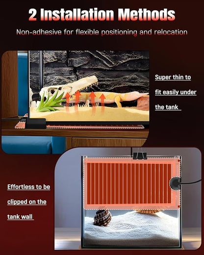 Pawfly 14 W Reptile Heat Pad 11 x 5.9 Inch Reptile Heating Pad Under Tank Terrarium Safe Fast Heating Mat Heat Mat for Turtles Frogs Snakes Lizards Geckos Hermit Crabs Spiders & Other Reptiles Pawfly